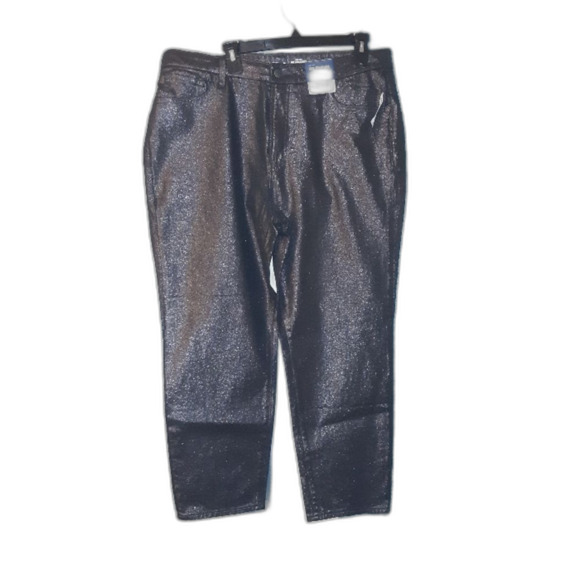 Old Navy Size 16 High-Waisted OG Black Shine Ankle Jeans NWT - Picture 1 of 4